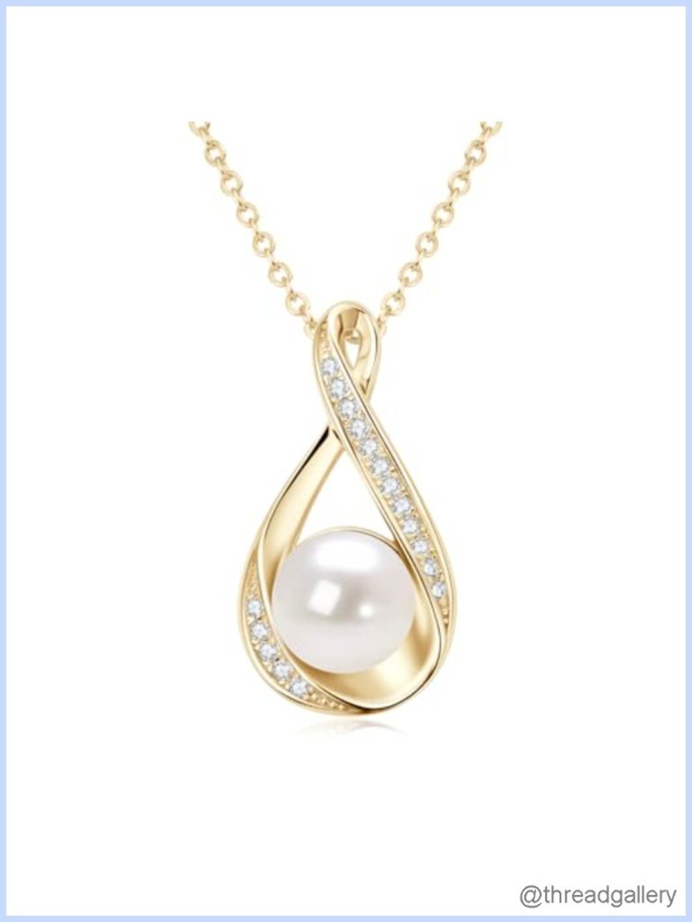Freshwater Pearl Pendant Necklace Sterling Silver Infinity Moissanite